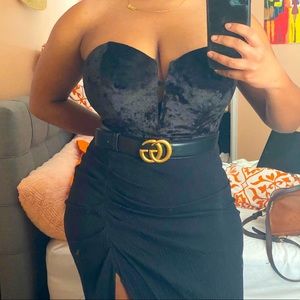 Sexy Velvet/ Lace Deep V Bustier